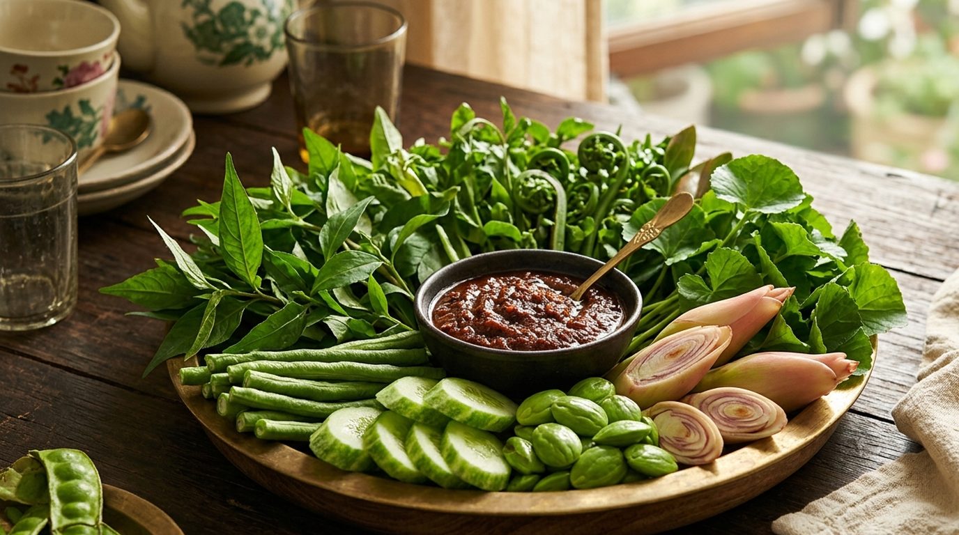 A platter of ulam herbs